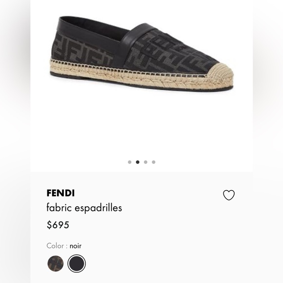 FENDI Mens Fabric Espadrilles in Noir - Picture 7 of 7